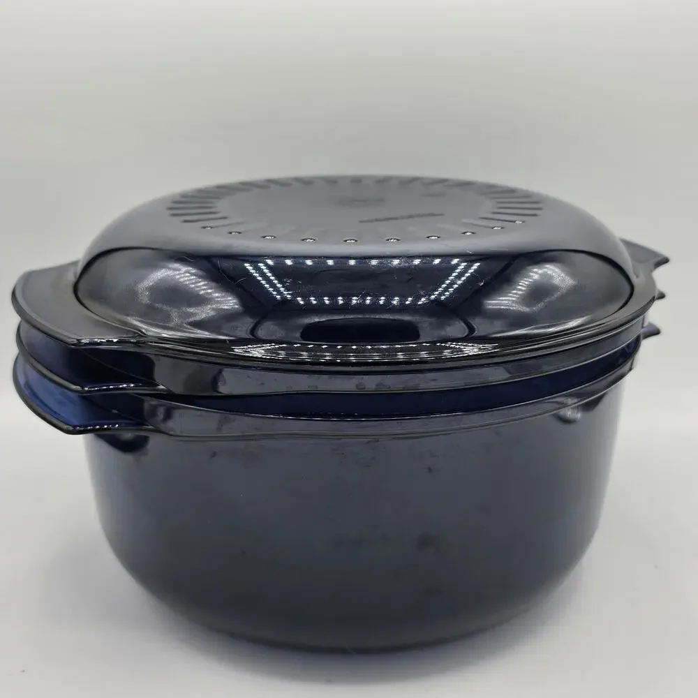 Tupperware Tupperwave Microwave Stack Cooker Steamer 3-Piece Set Blue